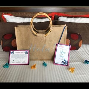 Jute Beach Bag/destination wedding/favor hola bags